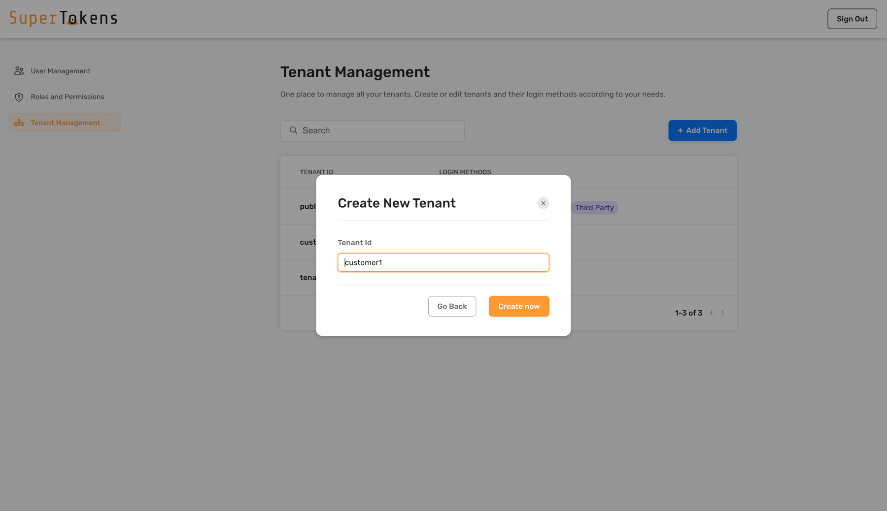 Create Tenant